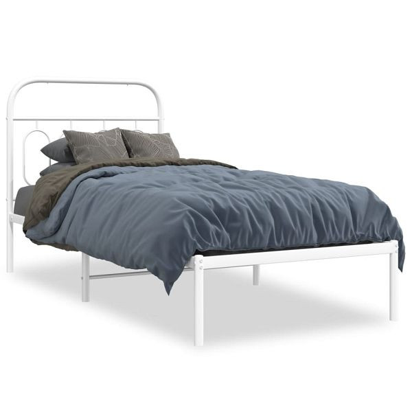 vidaXL Bettgestell mit Kopfteil Metall Weiß 90x190 cm, 377158