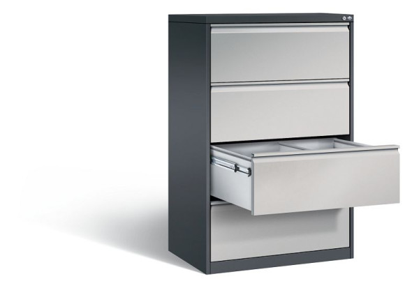 C+P Hängeregistraturschrank Acurado, H1357xB787xT590mm, Farbe: Schwarzgrau / Weißaluminium, Griffleiste, 12934-312 S10008