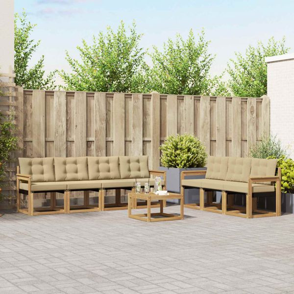 vidaXL Outdoor-Sofagarnitur mit Kissen 8-teilig Weiß und Beige, 3389279