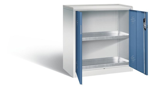C+P Umweltschrank Acurado, H1000xB930xT500mm, Farbe: Lichtgrau / Fernblau, Muldengriff, 8821-315 S10176