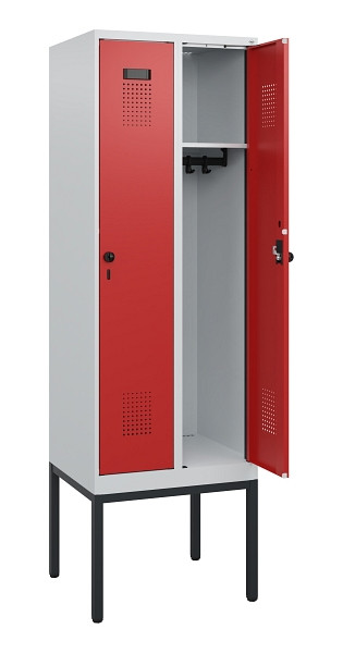 C+P Spind Evolo PLUS, Gestell, 2 Abteile, 1950x600x500mm, 7035/3000, Drehriegel, 0490305-20 S10003