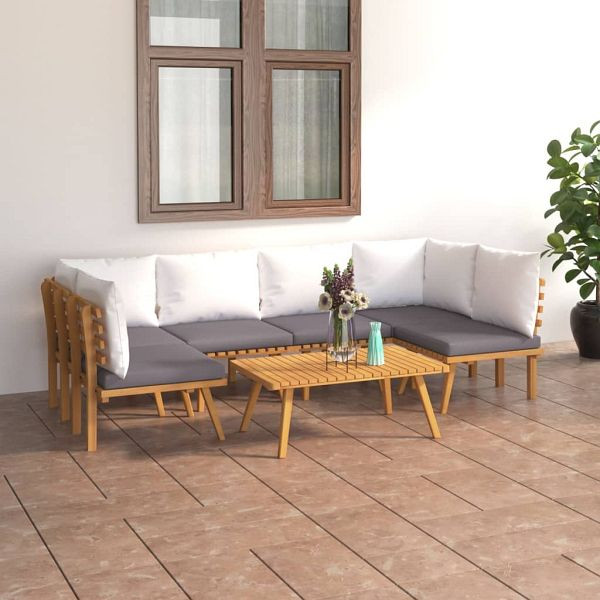 vidaXL 7-teilig Garten-Lounge-Set mit Kissen Massivholz Akazie, 3087024