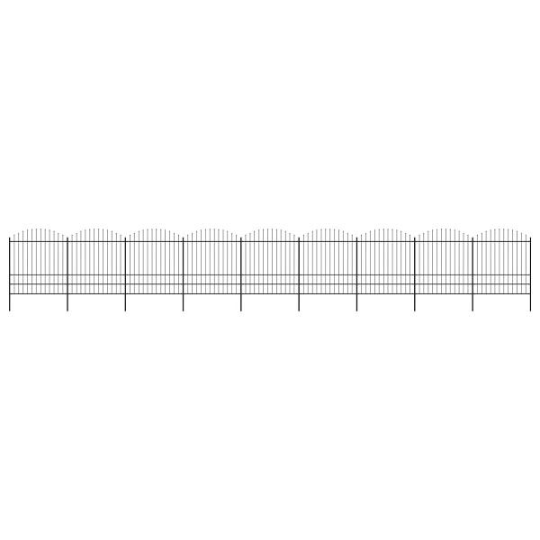 vidaXL Gartenzaun mit Speerspitzen Stahl (1,75 - 2) x 15,3 m Schwarz, 277756