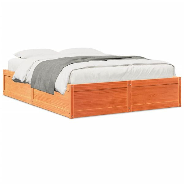 vidaXL Massivholzbett Wachsbraun 140x190 cm Kiefer, 3282383