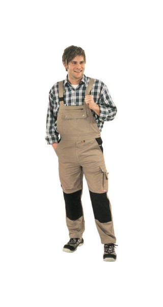 Planam Canvas 320 Latzhose, khaki/schwarz, Größe 48, 2135048