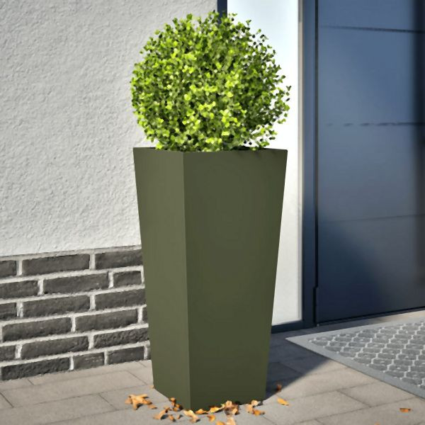 vidaXL Pflanzkübel 2 Stk. Olivgrün 35x35x75 cm Stahl, 851087