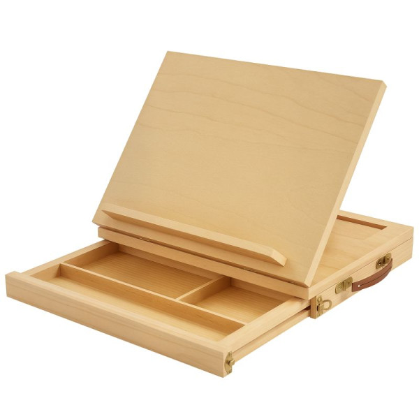 Vinsetto Tischstaffelei, kleine Staffelei, 1 Schublade, 3 Fächer, Massivholz, Natur, 914-030V00ND