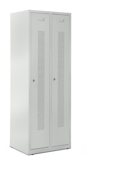 Deskin Garderobenspind SYSTEM SP1 ohne Unterbau, Korpus und Türen Lichtgrau RAL 7035, H 1700 x B 590 x T 500 mm, Drehriegelverschluss, 330581