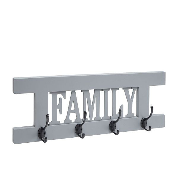 Mendler Wandgarderobe HWC-C60 Family, Garderobe Garderobenpaneel, Shabby-Look Vintage 60x21cm, grau-blau, 94457
