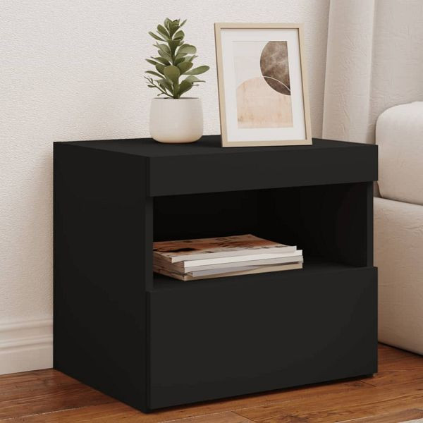 vidaXL Nachttisch mit LED-Leuchten Schwarz 50x40x45 cm, 836765