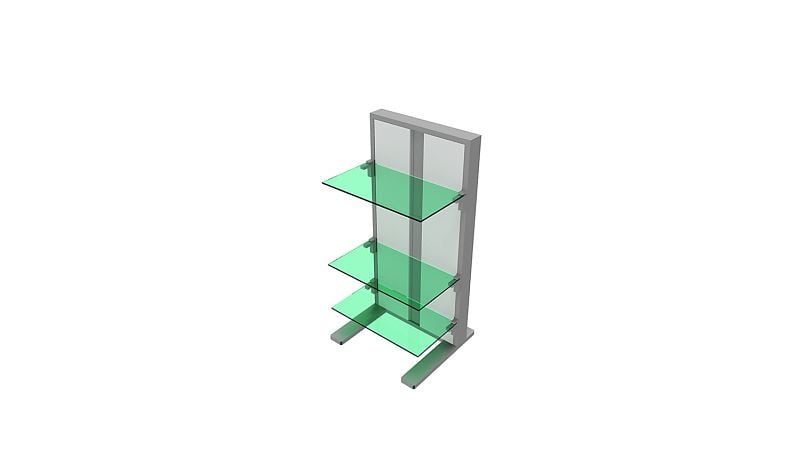 Klain Regal, 3 Fachböden Glas, 637x594x1296 mm, 086-861