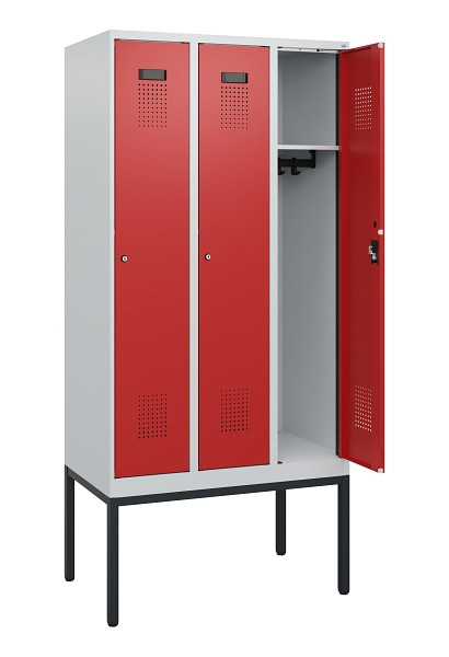 C+P Spind Evolo PLUS, Gestell, 3 Abteile, 1950x900x500mm, 7035/3000, Zylinderschloss, 0490305-30 S10024
