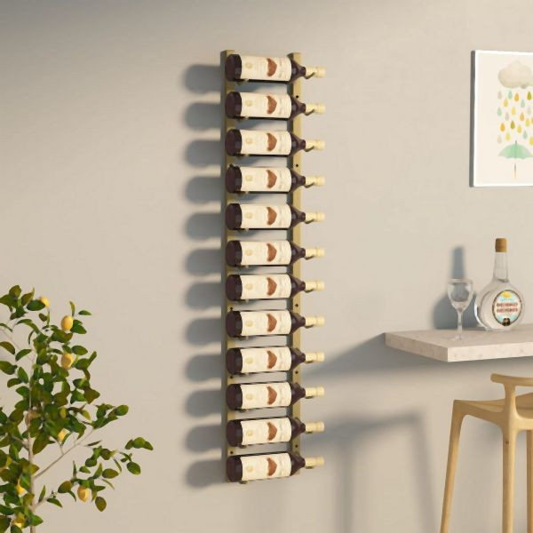 vidaXL Wand-Weinregal für 12 Flaschen Golden Eisen, 340880