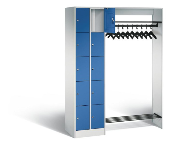 C+P Offene Garderobe Serie 8070, H1950xB1410xT480mm, Farbe: Lichtgrau / Enzianblau, 80720-00 S10010