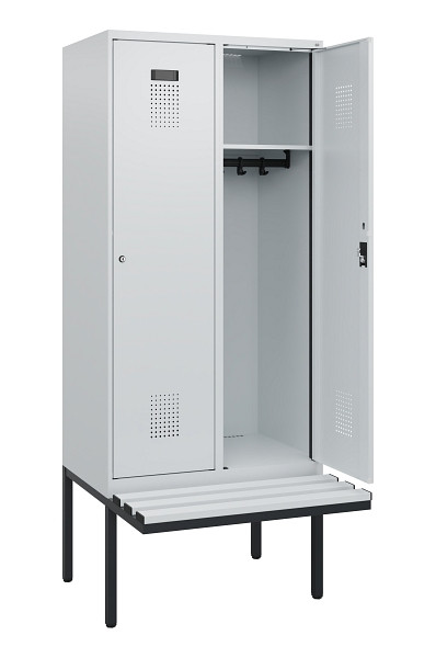 C+P Spind Evolo PLUS, 2 Abteile, 1950x800x815mm, 7035/7035, Zylinderschloss, Material Sitzfläche Kunststoff, 0490405-22 S10094