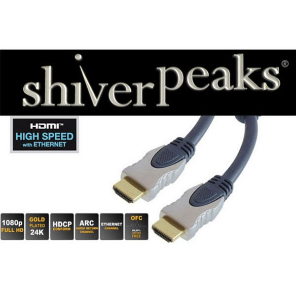 shiverpeaks PROFESSIONAL HDMI Stecker auf HDMI Stecker, verchromte Metall-Stecker, vergoldete Kontakte, 2x Ferrit, ULTRA HD, 3D, HEAC, 7,5m, 77477-SPP