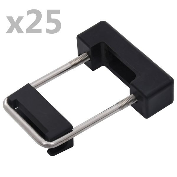 vidaXL U-Bügel mit Kunststoff für Zaunpfosten 25 Sets 60 x 40 mm, 144505