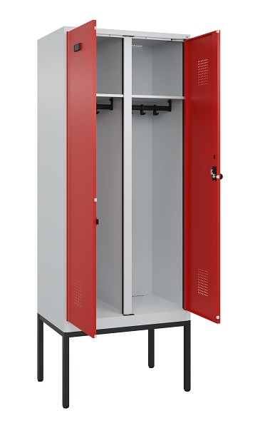 C+P Schwarz-Weiß-Spind Evolo PLUS, Gestell, 2 Abteile, 2120x800x500mm, 7035/3020, Drehriegel, 0490327-22 S10005