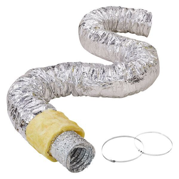 VEVOR Aluflexschlauch 7620mm lang Φ130mm Luftkanal R-4.2 Thermischer Widerstandswert 25mm Rohrstärke Owens Corning-Isolierwatte, NTJYGD25FT5G9RW3EV0
