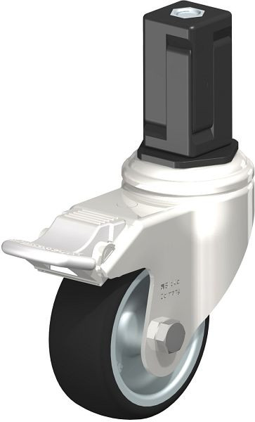 Blickle LKRXA-PATH 80G-11-FI-EXV15 Edelstahl-Apparate-Lenkrolle mit Expander & Feststeller, Thermoplastisches Polyurethan, Grau, 853393
