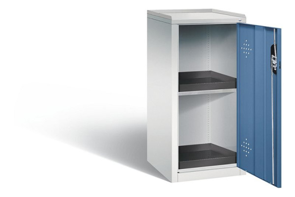 C+P Umweltschrank Acurado, H1000xB502xT500mm, Farbe: Lichtgrau / Fernblau, Muldengriff, 8721-316 S10048