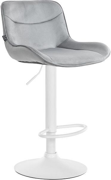 CLP Barhocker Vonore Samt weiß, grau, 323568, 4255716309923