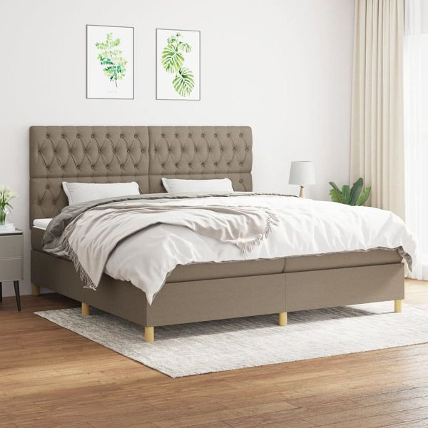 vidaXL Boxspringbett mit Matratze Taupe 200x200 cm Stoff, 3142605