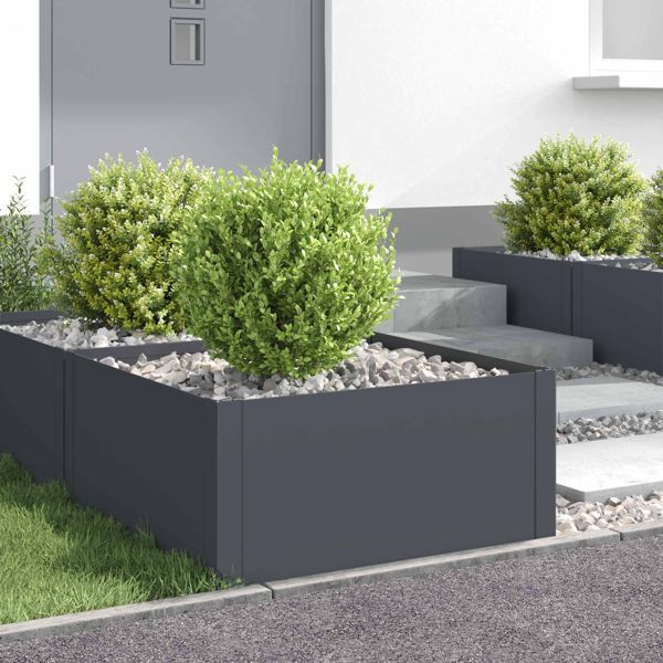 vidaXL Raseneinfassung 4-teilig 60 x 60 x 35 cm Stahl Anthrazit, 8008922