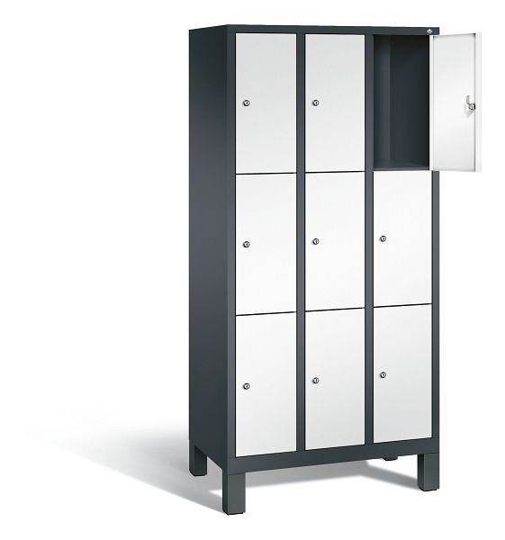 C+P Schließfachschrank Evolo, H1850xB900xT500mm, Farbe: Schwarzgrau / Verkehrsweiß, 48010-303 S10154
