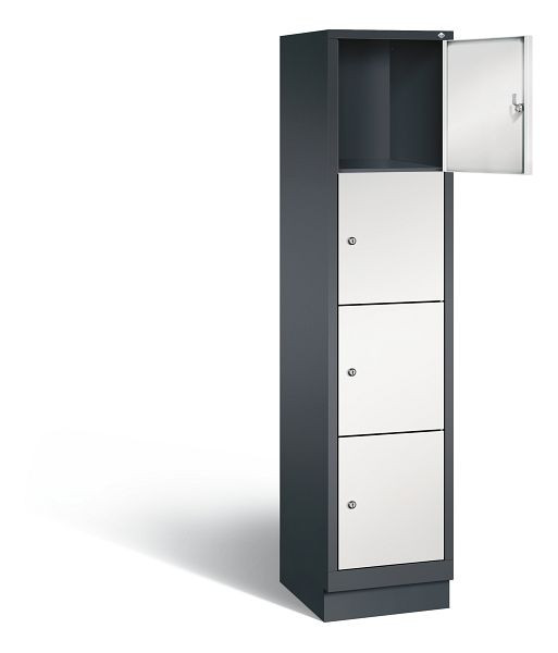 C+P Schließfachschrank Evolo, H1800xB420xT500mm, Farbe: Schwarzgrau / Lichtgrau, 48020-124 S10020