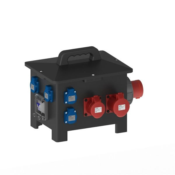 ELSPRO Vollgummi-Sicherheitsverteiler AACHEN, Zuleitung: Gerätestecker, Ausgang: 4x CEE 400 V, 6 Schuko, 1956302