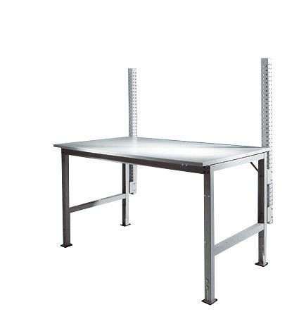 Manuflex Anbau-Aufbausäule für UNIVERSAL + PROFI Standard Anbautische, Nutzhöhe 600 mm, Alusilber, ZB3782.9006