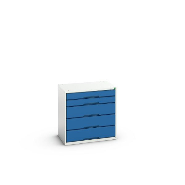 bott verso Schubladenschrank, mit 5 Schublade, BxTxH: 800 x 550 x 800 mm, Lichtgrau / Enzianblau, 16925112.11