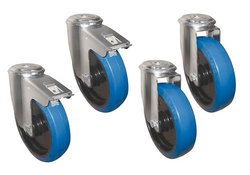 DENIOS Rollensatz für Transportkiste aus Aluminium-Riffelblech, VE: 4 Stück, 254877