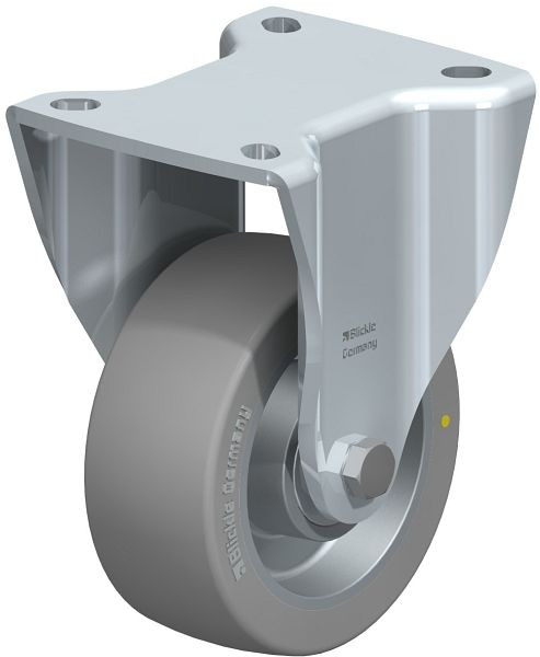 Blickle BH-ALTH 101K-1-AS Stahlblech-Bockrolle, Schwerlast-Ausführung, mit Anschraubplatte, Blickle Extrathane®, Grau, 747113