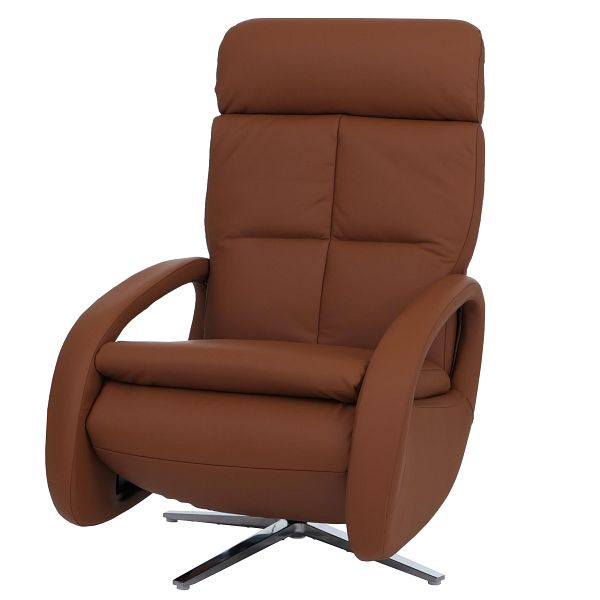 Mendler Relaxsessel HWC-L11, TV-Sessel Liegesessel, Liegefunktion drehbar, elektrisch verstellbar Voll-Leder, braun, 118808