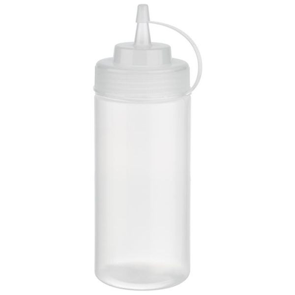 APS Quetschflaschen, VE: 6 Stück, Ø 7 cm, Höhe: 20 cm, 490 ml, Polyethylen, transparent, Schraubdeckel, Verschlusskappe, Einfüllöffnung: Ø 5,5 cm, 93253