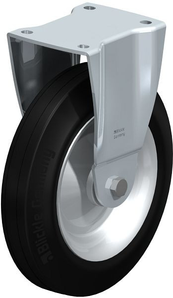 Blickle BH-V 252R Stahlblech-Bockrolle, Schwerlast-Ausführung, mit Anschraubplatte, Vollgummi, Schwarz, 62877