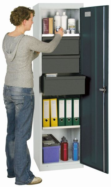 stumpf Werkzeug- und Materialschrank Serie 3000, 7035/7016, 3 Schubladen 200 mm, 3 Wannenböden, 3005471