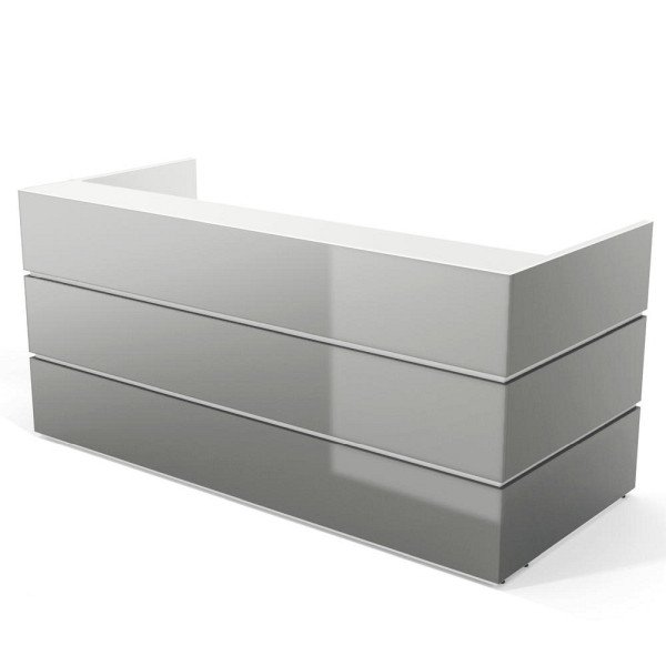 Deskin Theke PEARL, Grau Hochglanz, B 2400 x T 1050 x H 1120 mm, 288185