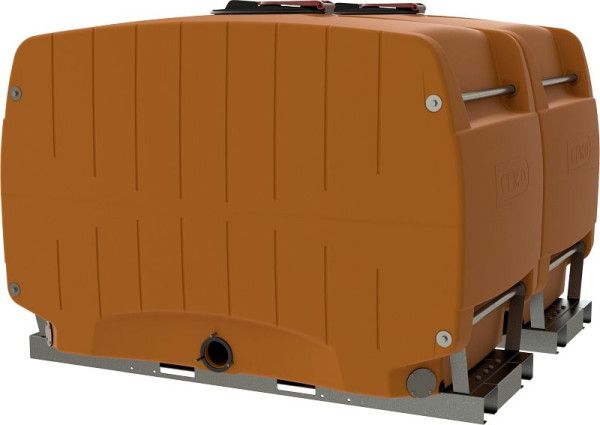 Cemo Modulfass 4000 l orange mit Grundrahmen Verkettung 2 x 2000 l-Modul, 12144