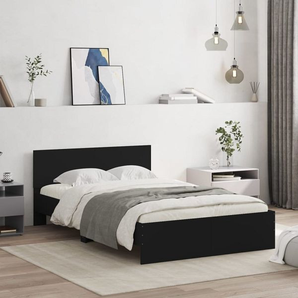 vidaXL Bettgestell mit Kopfteil Schwarz 120x200 cm, 3207491