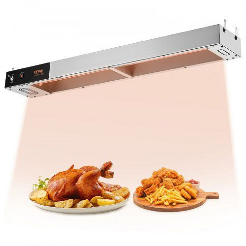 VEVOR Pommes-Frites-Speisenwärmer, 850 W, Streifen-Lebensmittelheizlampe, elektrische Edelstahl-Warmlicht-Abgabestation, DLWSTBWT850WE1OGFV2