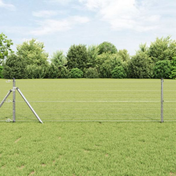 vidaXL Schweißdrahtzaun mit 13 Pfosten 0,6x50 m Verzinkter Stahl, 3351635
