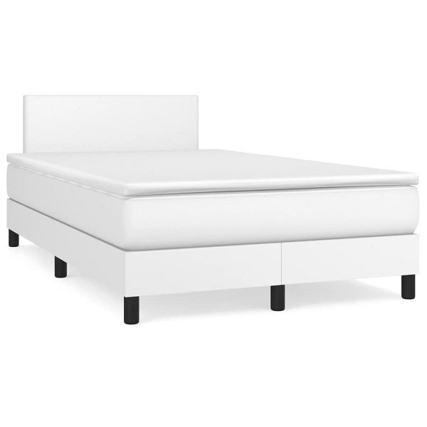vidaXL Boxspringbett mit Matratze & LED Weiß 120x190 cm Kunstleder, 3270124