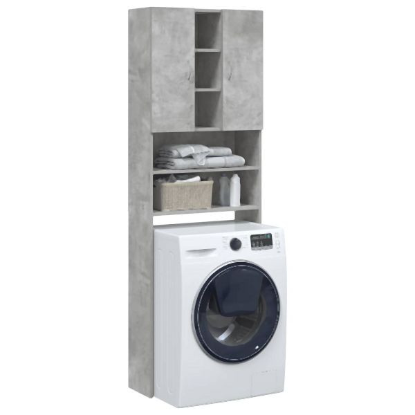 vidaXL Waschmaschinenschrank Betongrau 64x25,5x190 cm, 856648