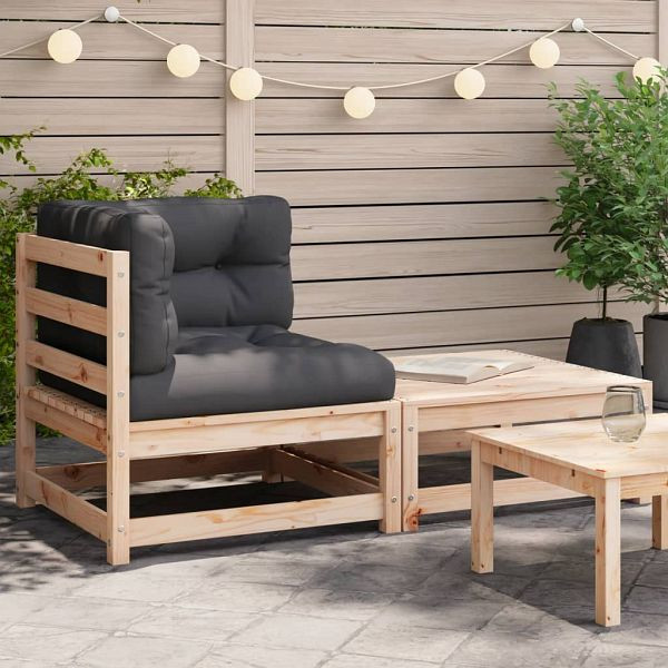 vidaXL Garten-Ecksofa mit Kissen und Hocker, Füllmaterial: PP-Baumwolle, 838109