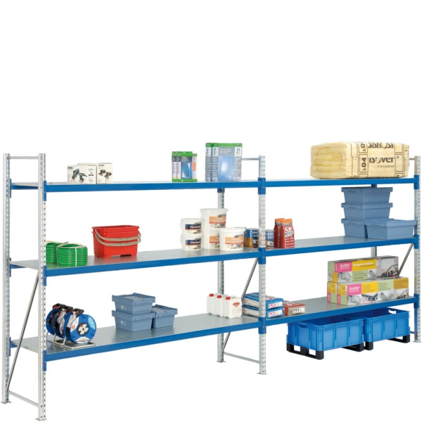 BITO Weitspannregal Set /F3 2500x800x1350 Grundfeld 4 Ebenen Stahlsegment RAL5010 U, C0350-0114