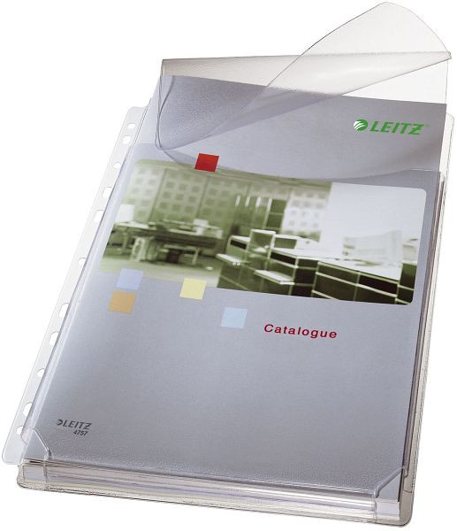LEITZ 4757 Prospekthülle Maxi mit Klappe, genarbt, 0,17 mm, A4, 5 Stück, 4757-30-03