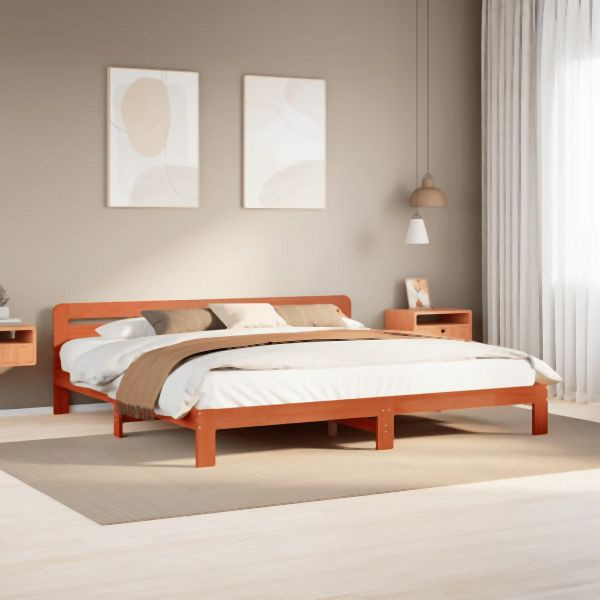vidaXL Massivholzbett ohne Matratze Wachsbraun 180x200 Kiefernholz, 855560